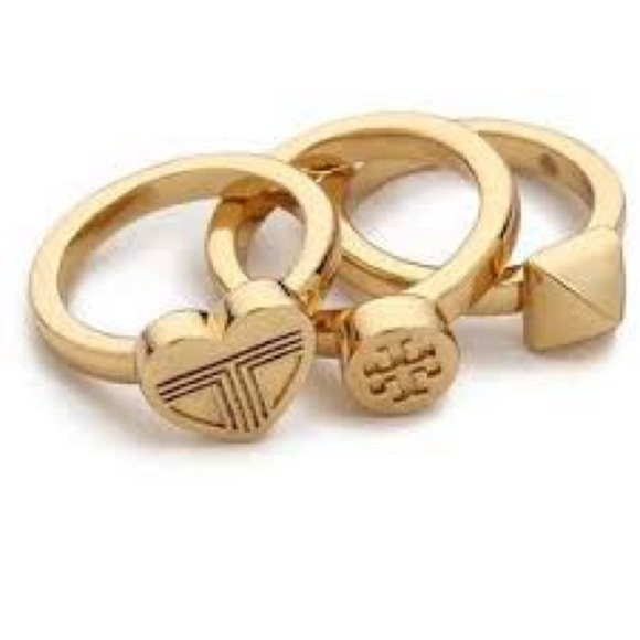 🆕 Authentic Tory Burch Stackable Gold Rings Band Ring Size 7 - Picture 7 of 11